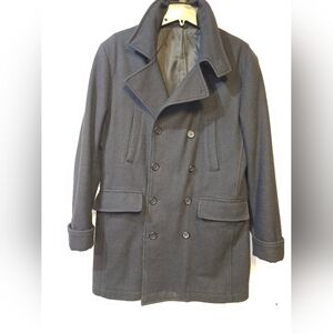 Riley ( Swedan) Men's Double-Breasted Black Pea Coat